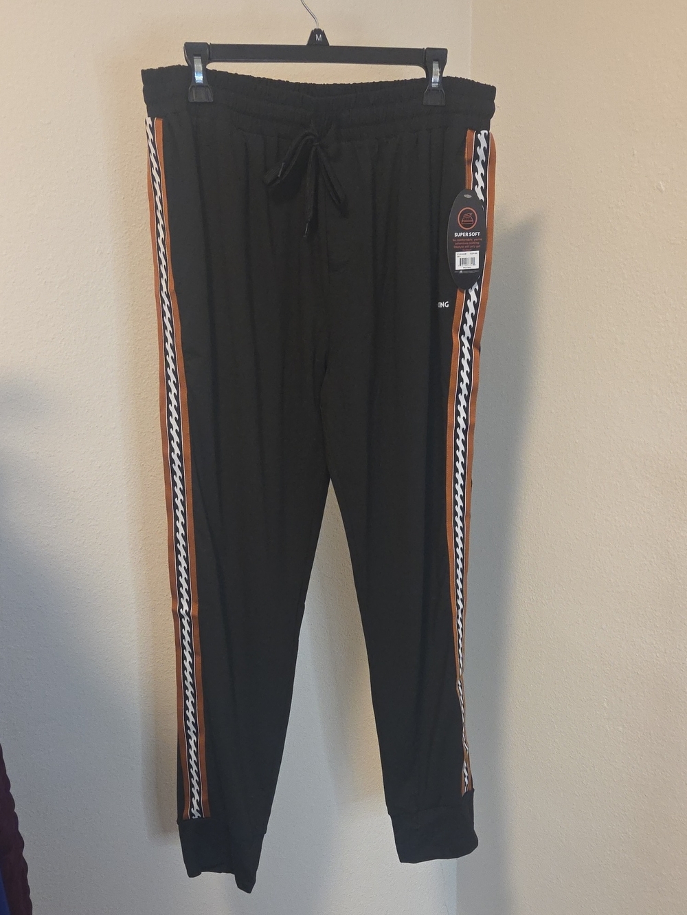 Black Joggers with Brown & White Side Stripe